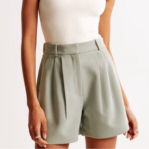 Abercrombie and Fitch Sage Green Pleated Trouser Shorts